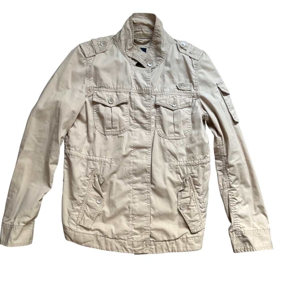 Gap Military Field Jacket Womens Small Tan Beige Utility Safari Cotton